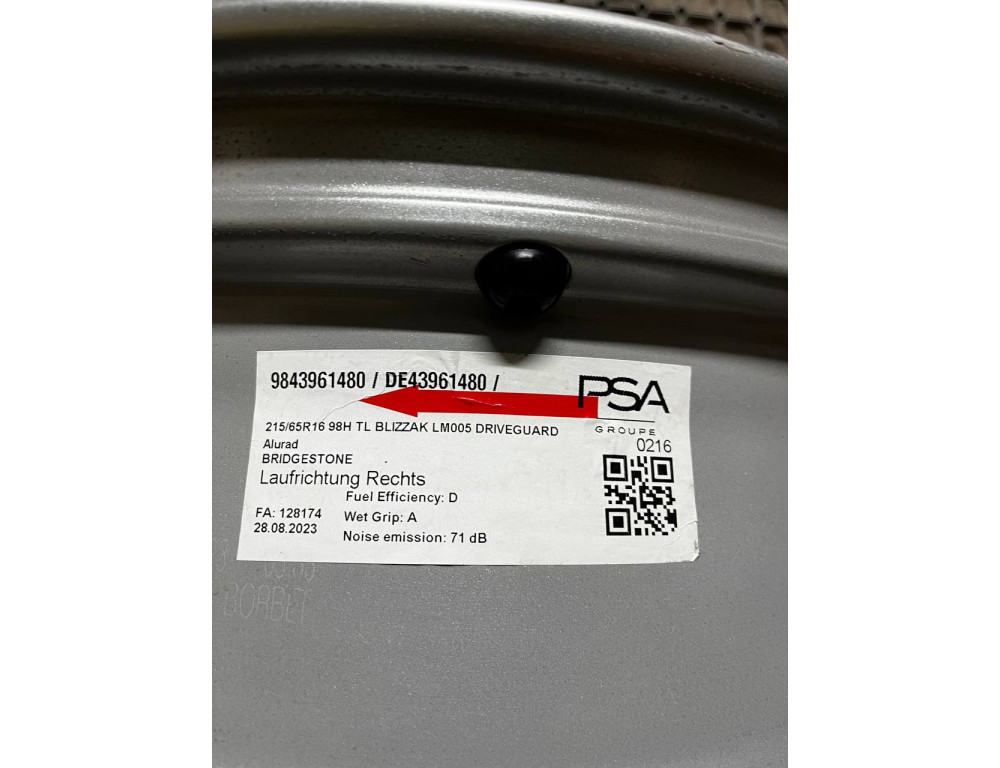 ДИСКИ OPEL 9835097280 R16 6.5J PCD 4X108 ET32 DIA65.1 S